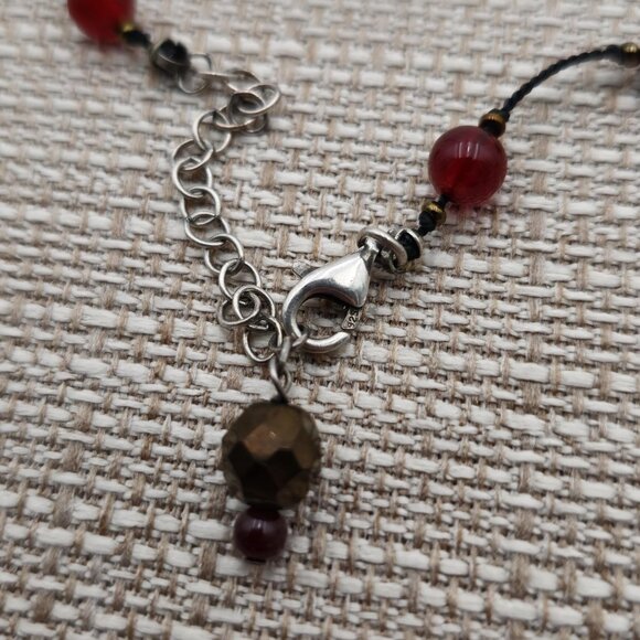 18 Inch Sterling Silver And Cord Handmade Various Stones Necklace A1859 - Picture 5 of 7